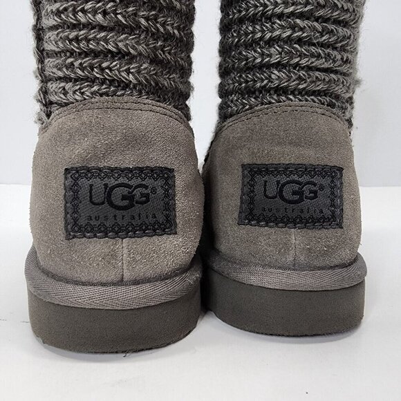 UGG Australia Boots Womens 5 Classic Cardy Tall Winter Boots 5819 Grey Fabric - Picture 9 of 13